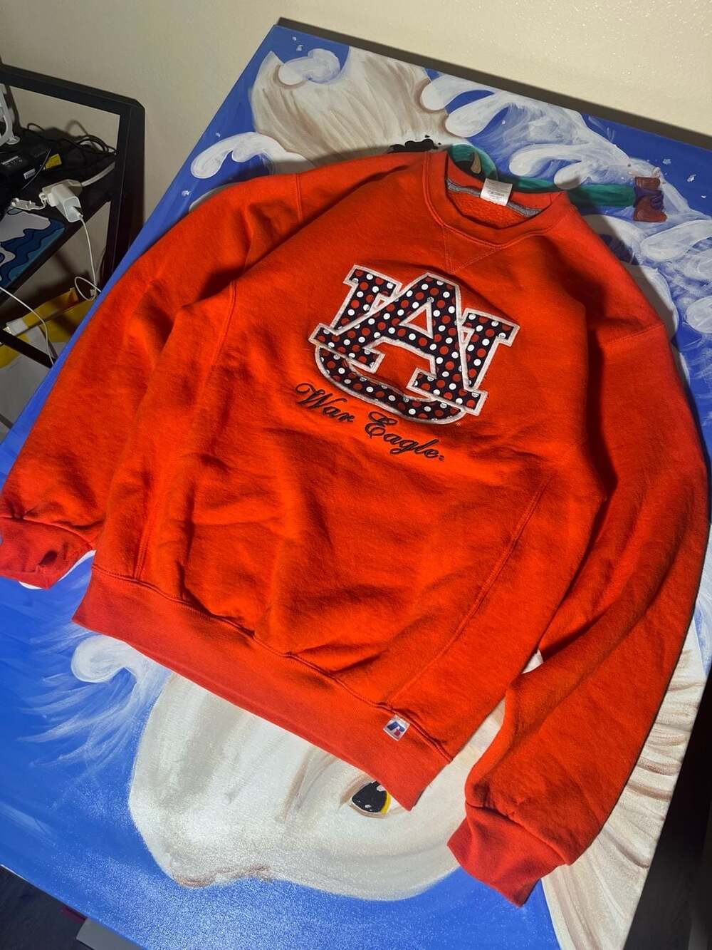 Vintage Russell Athletic Auburn University War Eagle Sweatshirt Size M